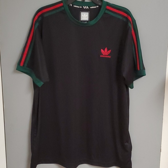 adidas black red & green skate jersey